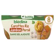 Blédina carottes riz jambon au persil dès 8 mois 2x200g