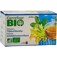 Carrefour bio infusion tilleul menthe bio 20 sachets - 26g