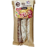 Carrefour original trio de saucissons secs nature, cantal, noix 3x115g