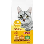 Carrefour companino croquettes pour chat adulte à la volaille, carottes & pois 2kg