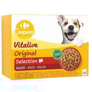 Carrefour companino émincés pour chien en sauce aux viandes 12 sachets de 100g