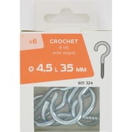 Tréfilaction crochets à vis acier zingué 4.5x35mm x6