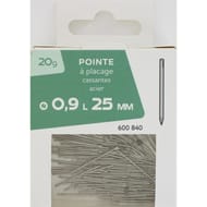 Pointe à placage cassante acier 0.9*25mm 20 gr