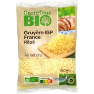 Carrefour Bio fromage râpé gruyère IGP 150g