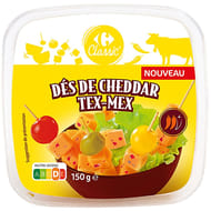 Carrefour Classic' dés de cheddar tex mex 150g