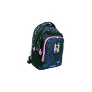 Sac à dos 2 compartiments 32x44x18 polyester noir vert et rose wicked