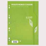 Feuilles simples perforées Vert 21X297 100 pages seyes 80g Calli