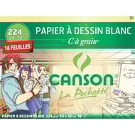 Canson pochette dessin blanc c à grain 16 feuilles 24x32 cm 224 grammes