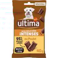 Ultima mini bouchées intenses au poulet et porc petit chien 40 gr