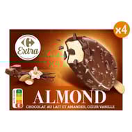 Carrefour Extra glaces chocolat au lait amandes x4 320g