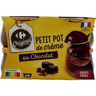 Carrefour Original petit pot de crème chocolat 4x100g