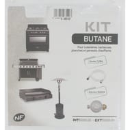 Kit gaz butane flexible 1.25 m + détenteur butane intérieur extérieur