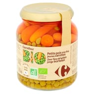 Carrefour bio petits pois très fins jeunes carottes bio 220g