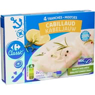 Carrefour classic 4 tranches cabillaud 400g