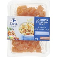 Carrefour extra lardons de saumon Atlantique fumé 90g