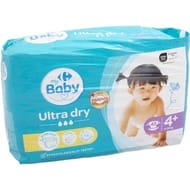 Carrefour baby couches ultra dry taille 4+ 9-20 kg x43