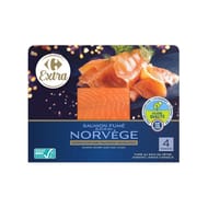 Carrefour extra saumon fumé élevé en Novège 4 tranches 140g