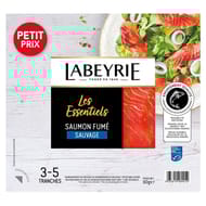Labeyrie les essentiels saumon fumé sauvage du pacifique 3-5 tranches 90g