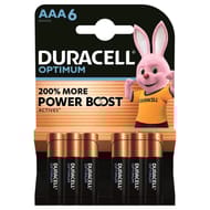 Duracell piles optimum classic aaa x6 66g