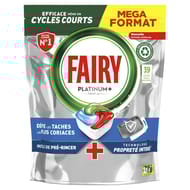 Fairy platinium plus produits de vaisselle automatique propretè intense x39