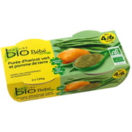 Nature bio pot bébé purée d'haricot vert et pomme de terre dès 4/6 mois 2x120g