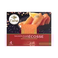 Carrefour extra saumon fumé élevée en Ecosse 4 tranches - 150g