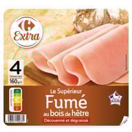 Carrefour Extra jambon cuit supérieur sans couenne 4t 160g