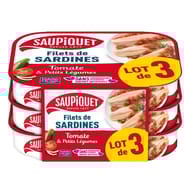 Saupiquet filets de sardines à la tomate et ses petits légumes 1/6 100g x 3
