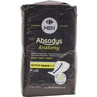 Carrefour men serviettes hygiéniques fuites urinaires niveau 2 medium absodys anatomy x20