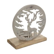 Photophore rond renne forêt 25 cm