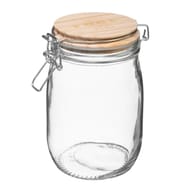 Bocal en verre avec couvercle en bois 1 L "wording"