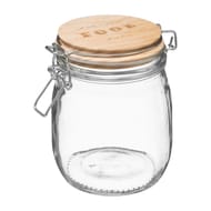 Bocal en verre avec couvercle en bois 0.75 L "wording"