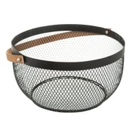 Corbeille rétro avec anse en bois 27 cm