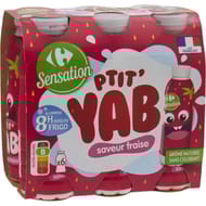 Carrefour sensation yaourt à boire saveur fraise 6x180g
