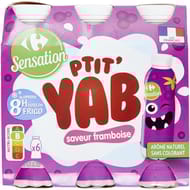 Carrefour sensation yaourt à boire framboise 6x180g