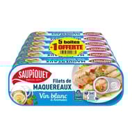 Saupiquet filets de maquereaux au vin blanc et aux aromates 176g x 6 offre spéciale