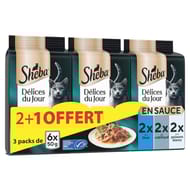 Sheba délices du jour sachets fraicheur en sauce aux poissons 6x50g 2 + 1 oft