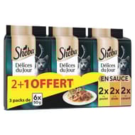 Sheba délice du jour sachets fraicheur en sauce à la volaille 6x50g 2+1 oft