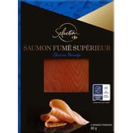 Carrefour Sélection saumon fumé élevé en Norvège 2 tranches 80g