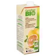 Carrefour bio pur jus de pamplemousse rose 100% 1l