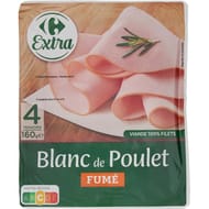 Carrefour Extra blanc de poulet fumé 4 tranches 160g