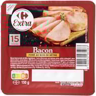 Carrefour Extra bacon fumé au bois de hêtre barquette de 15 tranches 150g