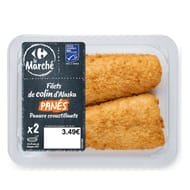 Filets de colin d'Alaska MSC panés CARREFOUR LE MARCHE la barquette de 2 - 220g