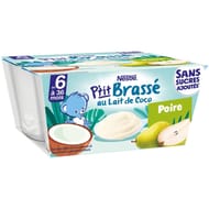 Nestlé p'tit brassé au lait de coco poire 4x90g dès 6 mois