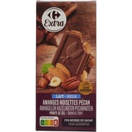 Carrefour extra tablette chocolat au lait amandes noisettes 200g