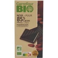 Carrefour bio tablette chocolat 85% cacao Pérou bio 100g