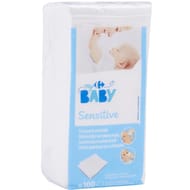 Carrefour baby coton pour bébé carrés sensitive x100