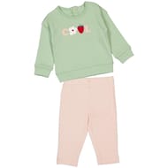 Ensemble long 2 pièces fille SAUGE/ROSE PASTEL 36MOIS