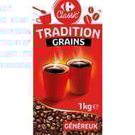 Carrefour classic' café en grains tradition - 1kg