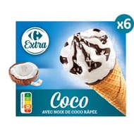 Carrefour extra 6 cônes coco 411g